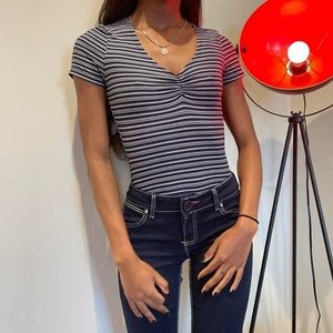 Striped navy blue & white t-shirt by La Gypsy.